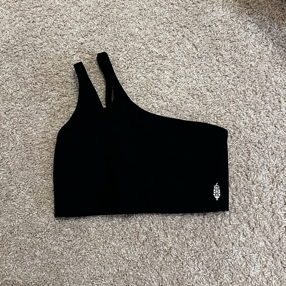 Free People Transcendence One-Shoulder Sports Bra Black Back Detail